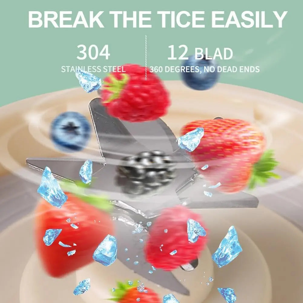 580ML Portable USB Rechargeable Juicer with LED Display, 22000 RPM Handheld Blender, Self-Cleaning, BPA-Free, Perfect for Smoothies and Juices with Ice Crushing Capability