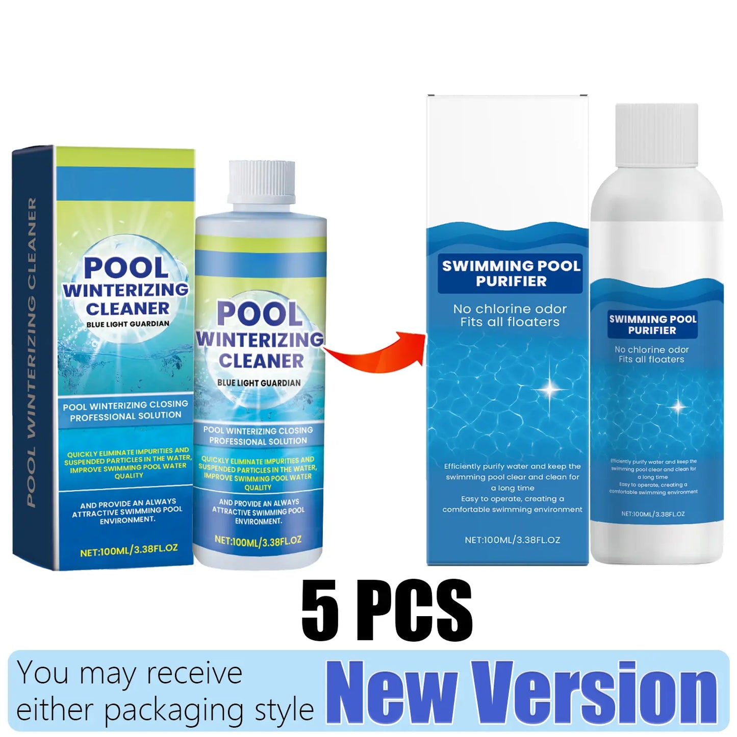 Advanced Pool Water Clarifier - Quick-Acting Formula for Above Ground and Inground Pools - Effectively Removes Cloudiness, Suspended Particles, and Impurities - Long-Lasting Water Treatment, 100ml
