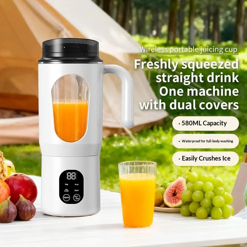 580ML Portable USB Rechargeable Juicer with LED Display, 22000 RPM Handheld Blender, Self-Cleaning, BPA-Free, Perfect for Smoothies and Juices with Ice Crushing Capability