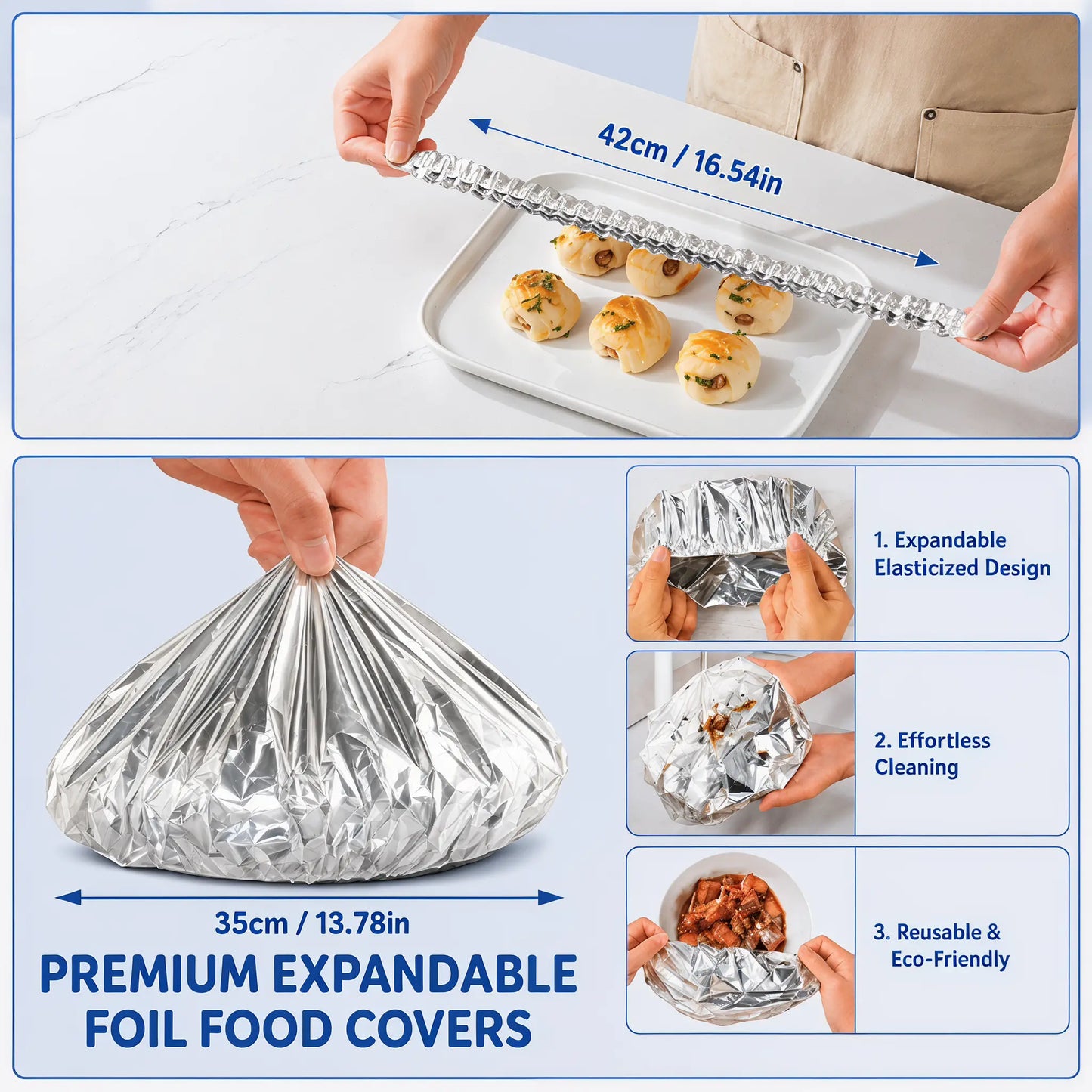 Thickened Aluminum Foil Food Warmer Cover - Reusable Thermal Insulation for Cookware, Heat Retention and Freshness Preservation, Dustproof Design, Universal Compatibility with Bowls, Plates, and Containers