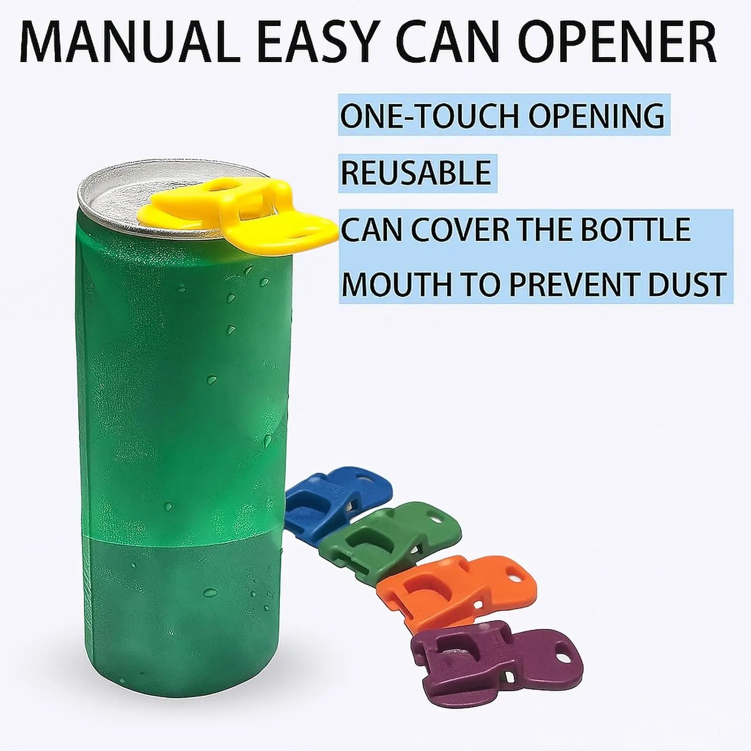 8-Pack Colorful Easy Tab Can Openers with Protective Caps for Beverages - Perfect for Outdoor Events, BBQs, and Beach Gatherings