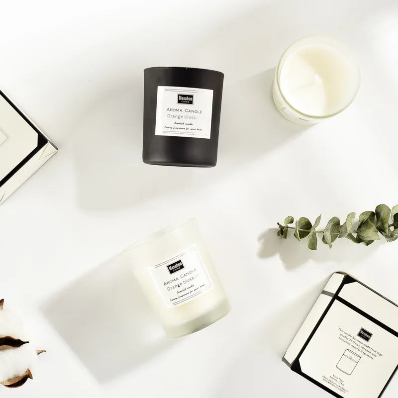 Three-Color Glass Jar Aromatherapy Candle - Natural Soy Wax, Smokeless, Nine Fragrance Options for Home and Gifting
