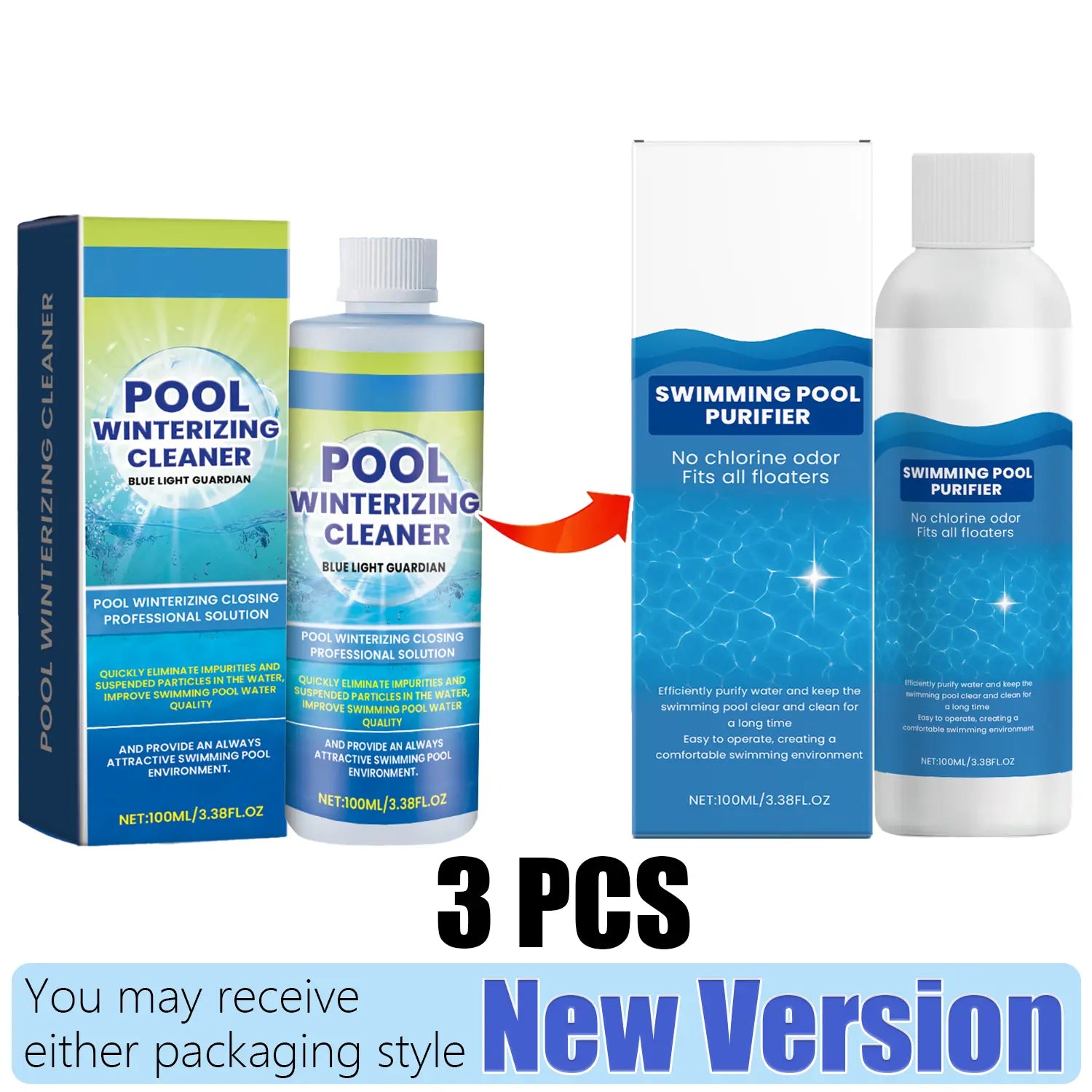 Advanced Pool Water Clarifier - Quick-Acting Formula for Above Ground and Inground Pools - Effectively Removes Cloudiness, Suspended Particles, and Impurities - Long-Lasting Water Treatment, 100ml