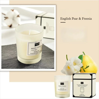 Three-Color Glass Jar Aromatherapy Candle - Natural Soy Wax, Smokeless, Nine Fragrance Options for Home and Gifting