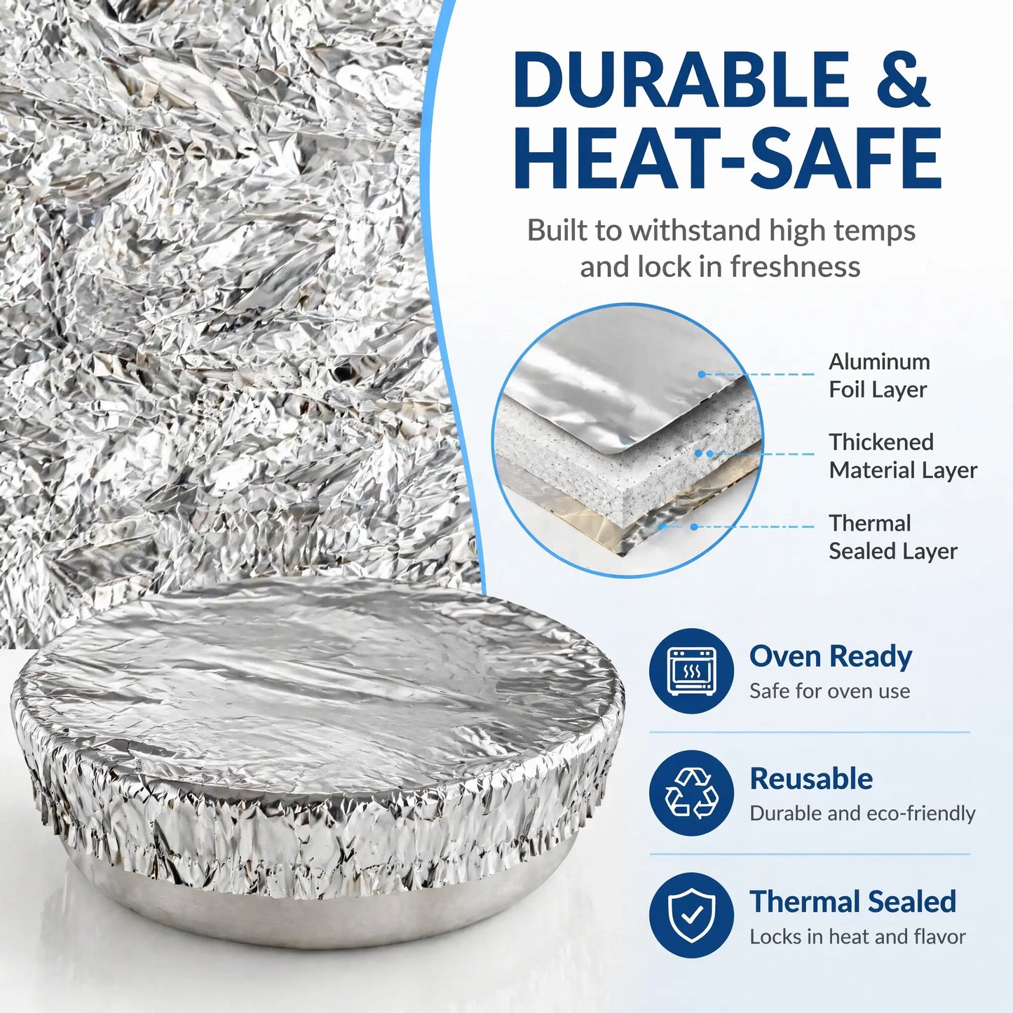 Thickened Aluminum Foil Food Warmer Cover - Reusable Thermal Insulation for Cookware, Heat Retention and Freshness Preservation, Dustproof Design, Universal Compatibility with Bowls, Plates, and Containers