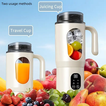 580ML Portable USB Rechargeable Juicer with LED Display, 22000 RPM Handheld Blender, Self-Cleaning, BPA-Free, Perfect for Smoothies and Juices with Ice Crushing Capability