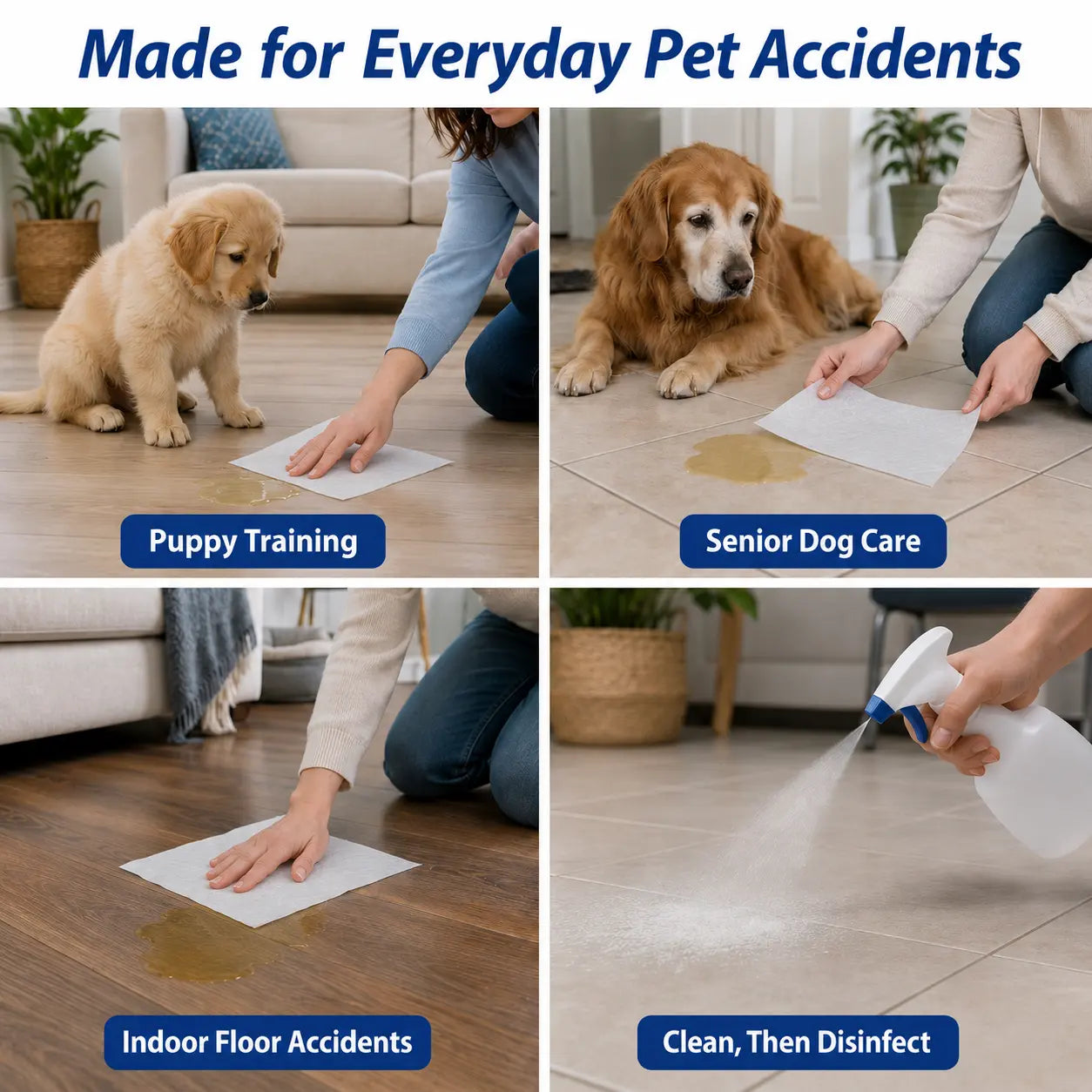 L&W BROS. Advanced Pet Absorbent Sheets - Quick-Drying Paper Towels for Efficient Dog Urine Stain and Odor Elimination