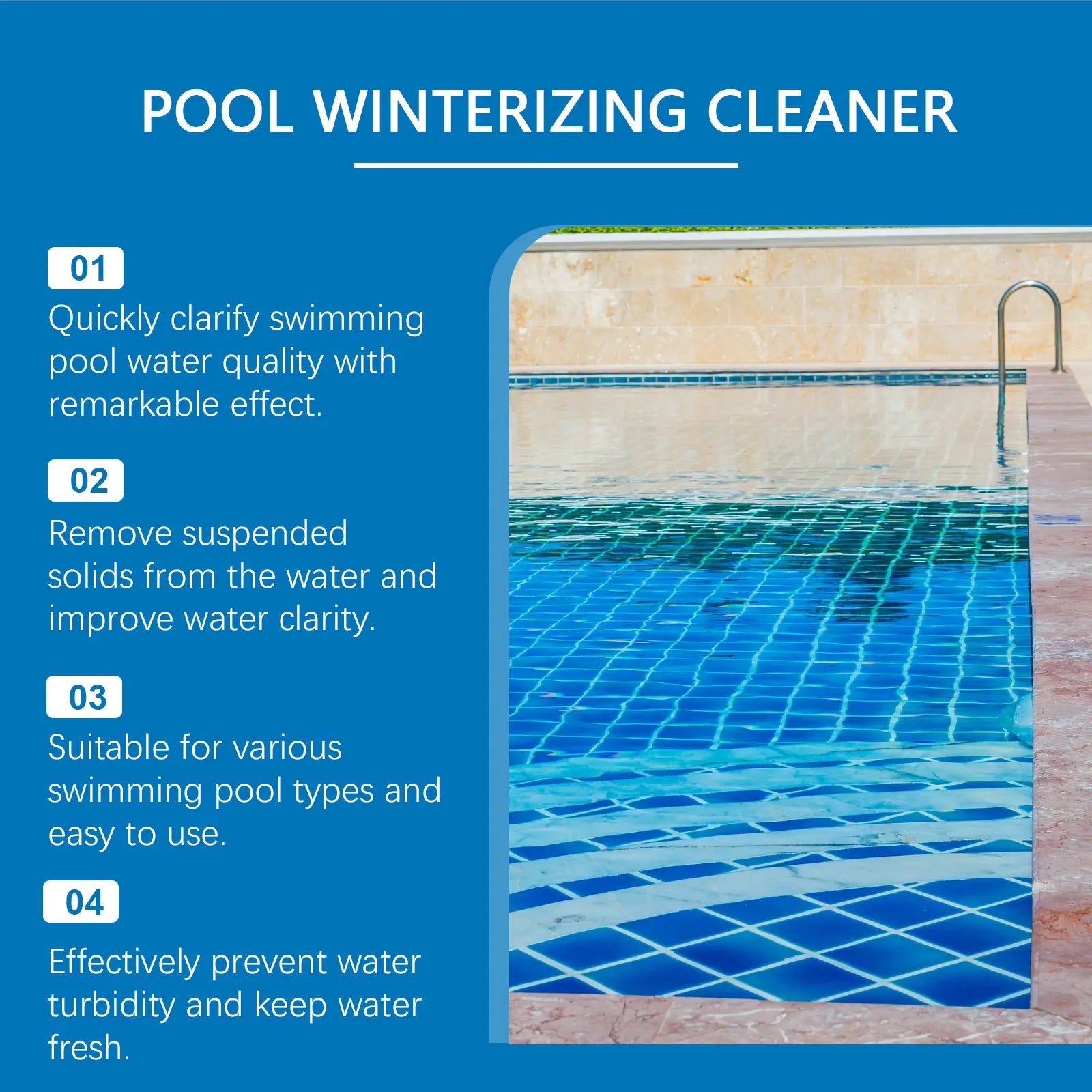 Advanced Pool Water Clarifier - Quick-Acting Formula for Above Ground and Inground Pools - Effectively Removes Cloudiness, Suspended Particles, and Impurities - Long-Lasting Water Treatment, 100ml